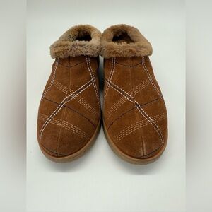 AEROSOLES Tan Suede Women’s Mule Clog with Faux Fur